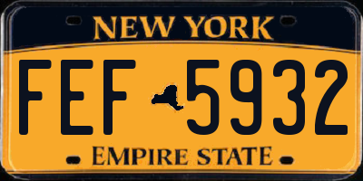 NY license plate FEF5932