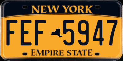 NY license plate FEF5947