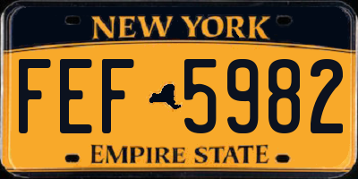 NY license plate FEF5982