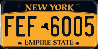 NY license plate FEF6005