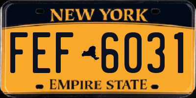 NY license plate FEF6031