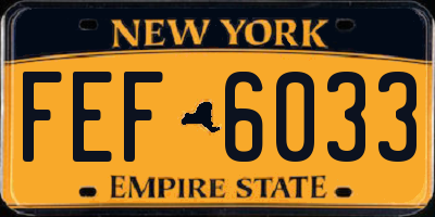 NY license plate FEF6033