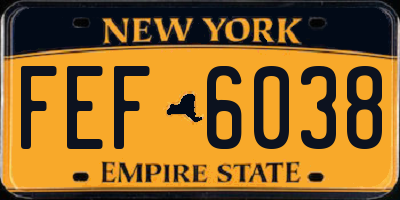 NY license plate FEF6038