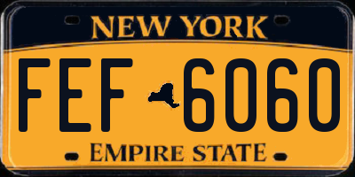 NY license plate FEF6060