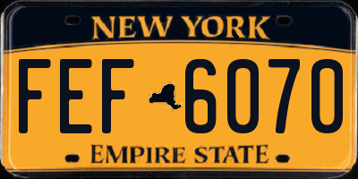 NY license plate FEF6070