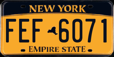 NY license plate FEF6071