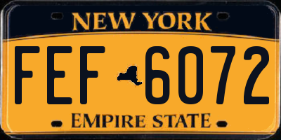 NY license plate FEF6072