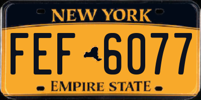 NY license plate FEF6077