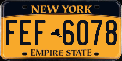 NY license plate FEF6078