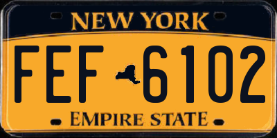 NY license plate FEF6102