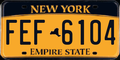 NY license plate FEF6104