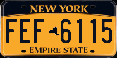 NY license plate FEF6115