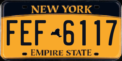 NY license plate FEF6117
