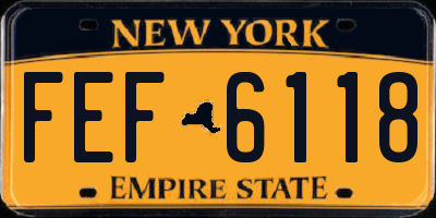 NY license plate FEF6118