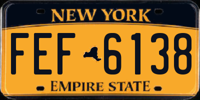 NY license plate FEF6138