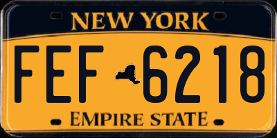 NY license plate FEF6218