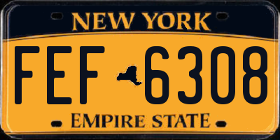 NY license plate FEF6308