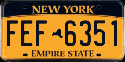 NY license plate FEF6351