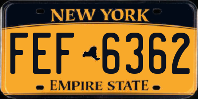 NY license plate FEF6362