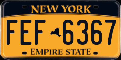 NY license plate FEF6367