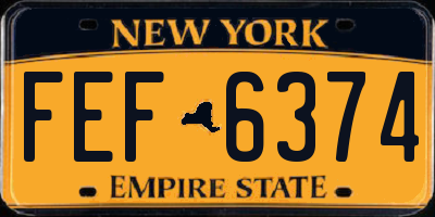 NY license plate FEF6374