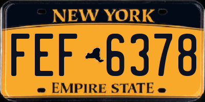 NY license plate FEF6378