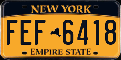NY license plate FEF6418