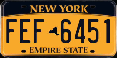 NY license plate FEF6451