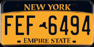 NY license plate FEF6494