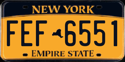 NY license plate FEF6551