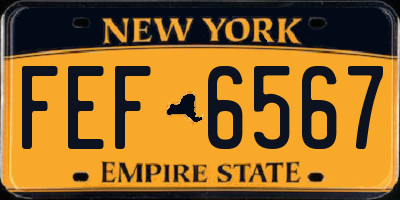 NY license plate FEF6567