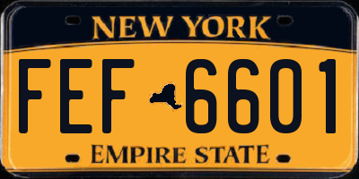 NY license plate FEF6601
