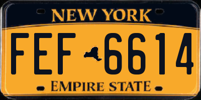 NY license plate FEF6614