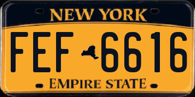 NY license plate FEF6616