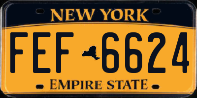 NY license plate FEF6624