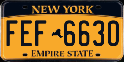NY license plate FEF6630