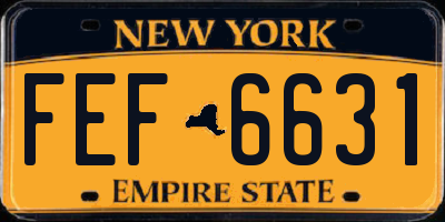 NY license plate FEF6631