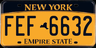 NY license plate FEF6632