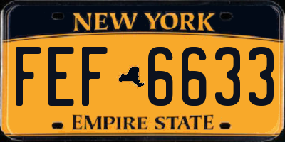 NY license plate FEF6633