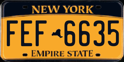 NY license plate FEF6635
