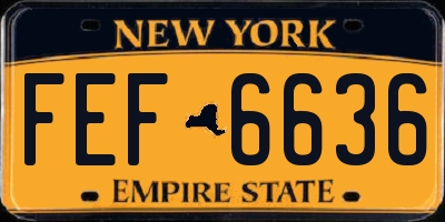 NY license plate FEF6636