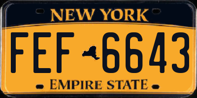 NY license plate FEF6643