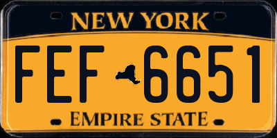 NY license plate FEF6651