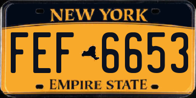 NY license plate FEF6653
