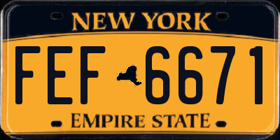 NY license plate FEF6671
