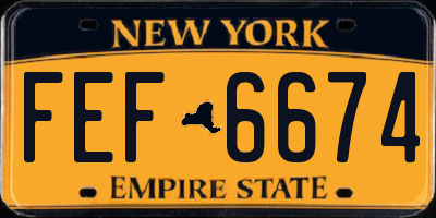 NY license plate FEF6674