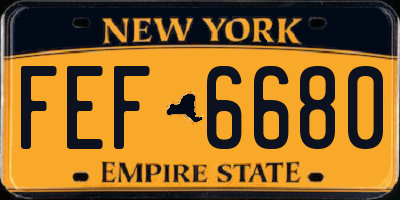 NY license plate FEF6680