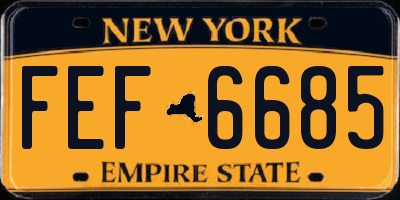NY license plate FEF6685