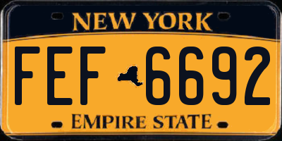 NY license plate FEF6692