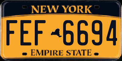 NY license plate FEF6694
